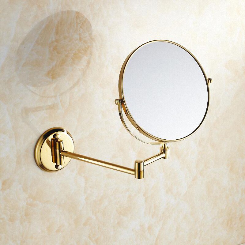 Bathroom Magnifying Makeup Mirror, Double-Sided 1X/3X, Extendable Folding Arm, Wall Mounted Vanity Round Mirrors, Solid Brass