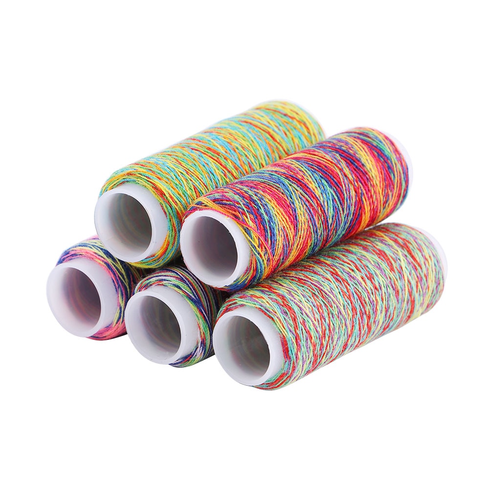 5Pcs Rainbow Color Sewing Thread Polyester Fiber Embroidery Sewing Thread Home DIY Sewing Accessories Supplies