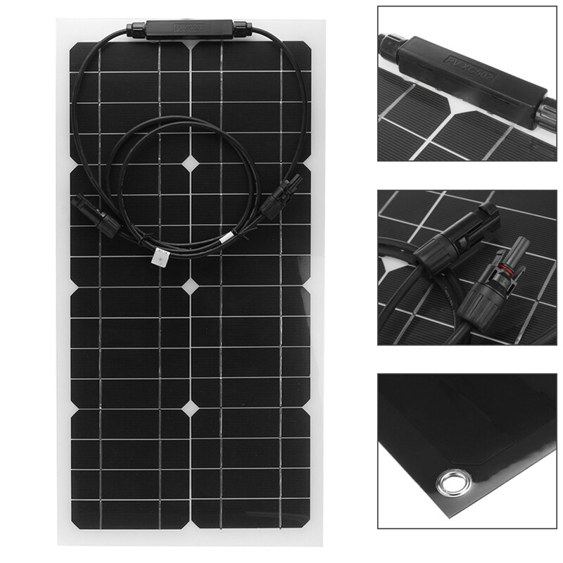 Flexible 100W Solar Panel Kit With 60A Battery Charger Controller For Caravan Rv