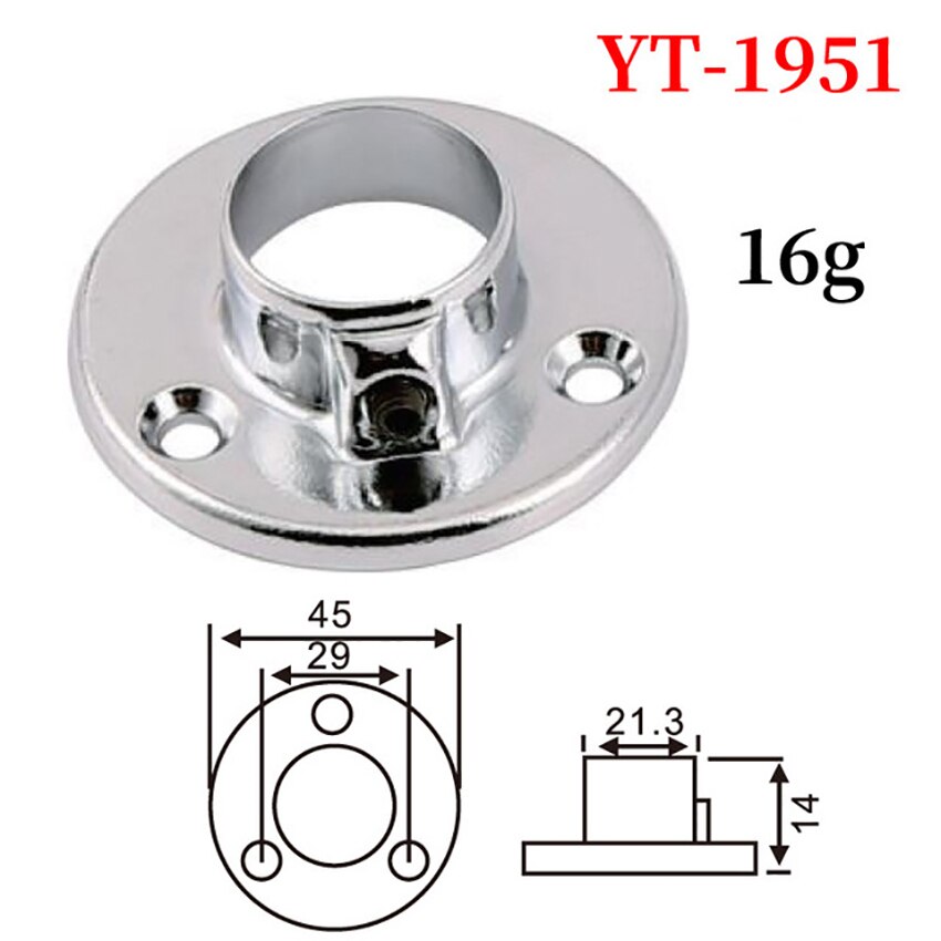 2PCS/Lot Closet Pole Sockets 16mm, 19mm, 25mm, Iron Wardrobe Bracket Flange Rod Holder Closet Rod End Support, Round Shape: 1951