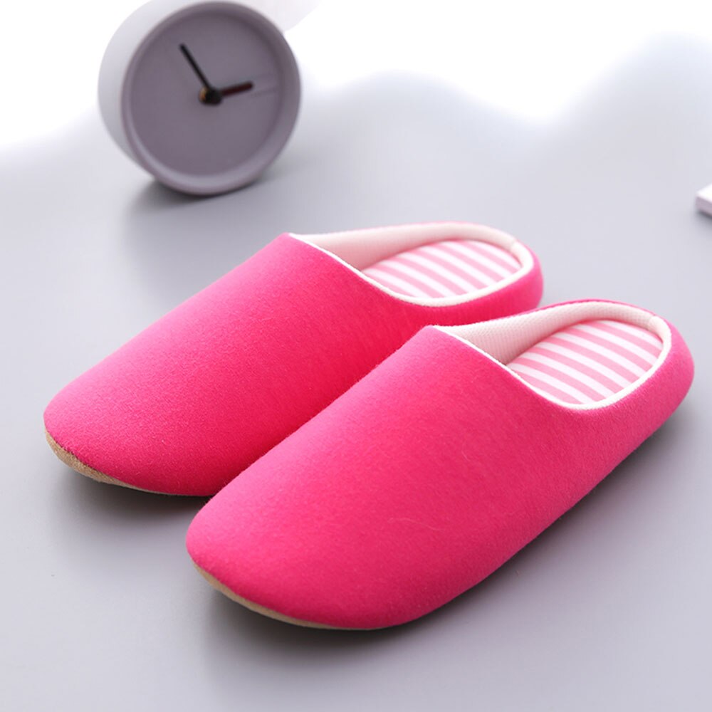 Zapatillas de casa para mujer, zapatos de algodón suave de felpa, antideslizantes, sandalias deslizante para el hogar, zapatos de dormitorio: Rose Red / 38-39