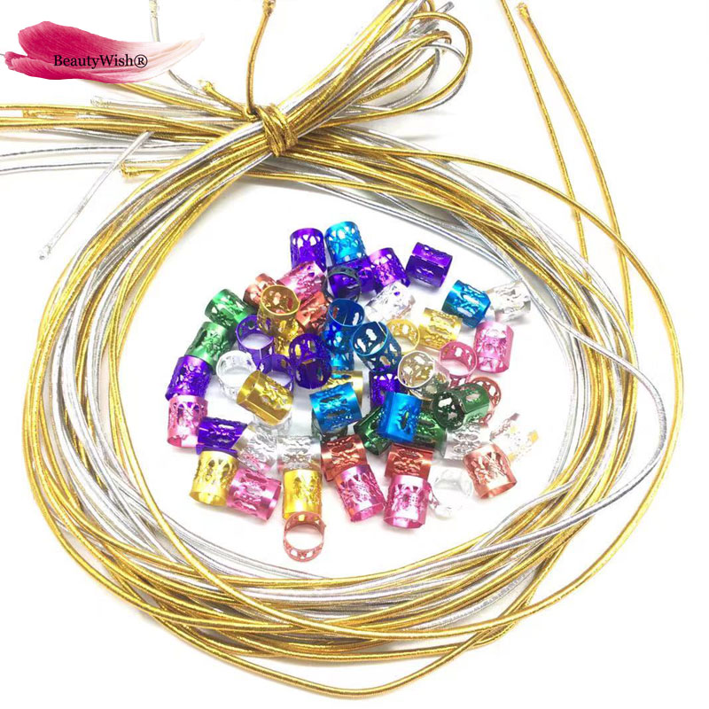 50 Eenheden Dreadlock Kralen Magic String Doos Vlechten Haaraccessoires Vlechten Haar 10 Strengen Stretechable Vlechten Haar Strings: silverandgoldthread