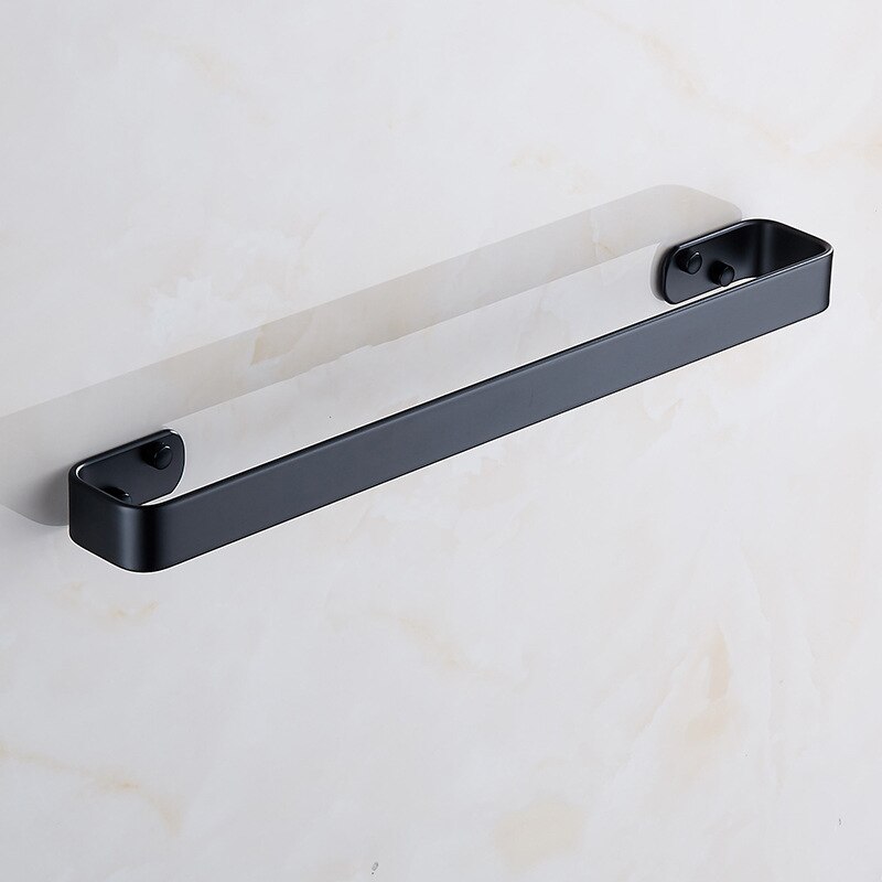Porte-serviettes adhésif noir mat | Étagères pour serviettes, ensemble de quincaillerie de salle de bains, porte-serviettes mural anneau pour serviettes: 60cm