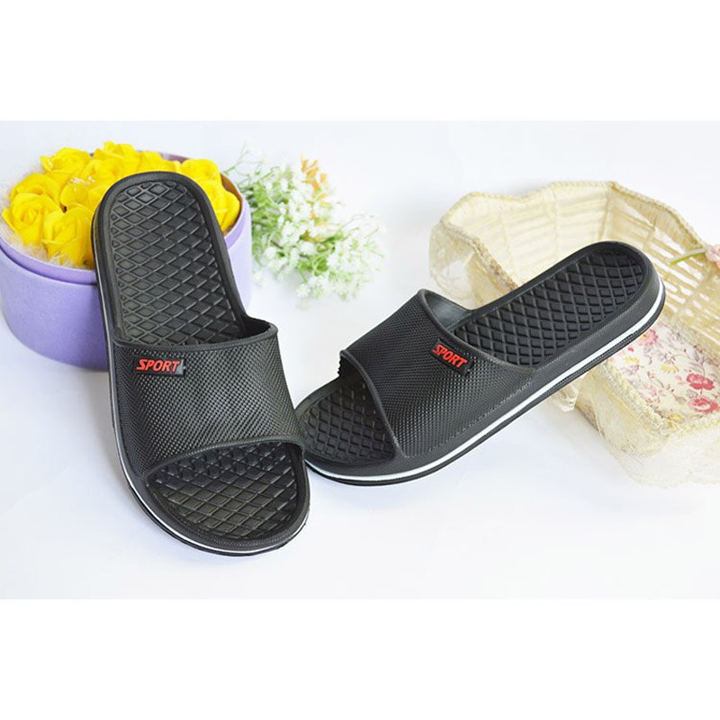 EVA Household Slippers Men's Indoor Flip Flops Lovers' Anti Slip Thick Bottom Slippers Summer Women Home Flat Shoes WSL1000: Black / 41