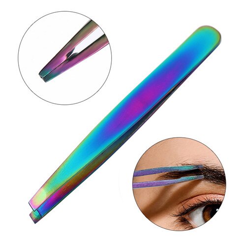 Regnbue rustfrit stål øjenbryn pincet saks øjenvippeklipper klistermærke cutter ansigt hårfjerner makeup værktøj 1 pc: 2