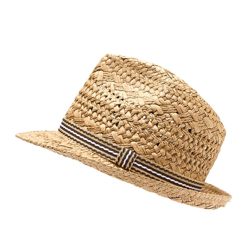 100% Handwork Child Summer straw Sun hat Boy Boho Beach Fedora hat Sunhat Trilby Girl Panama Hat Gangster Cap 25