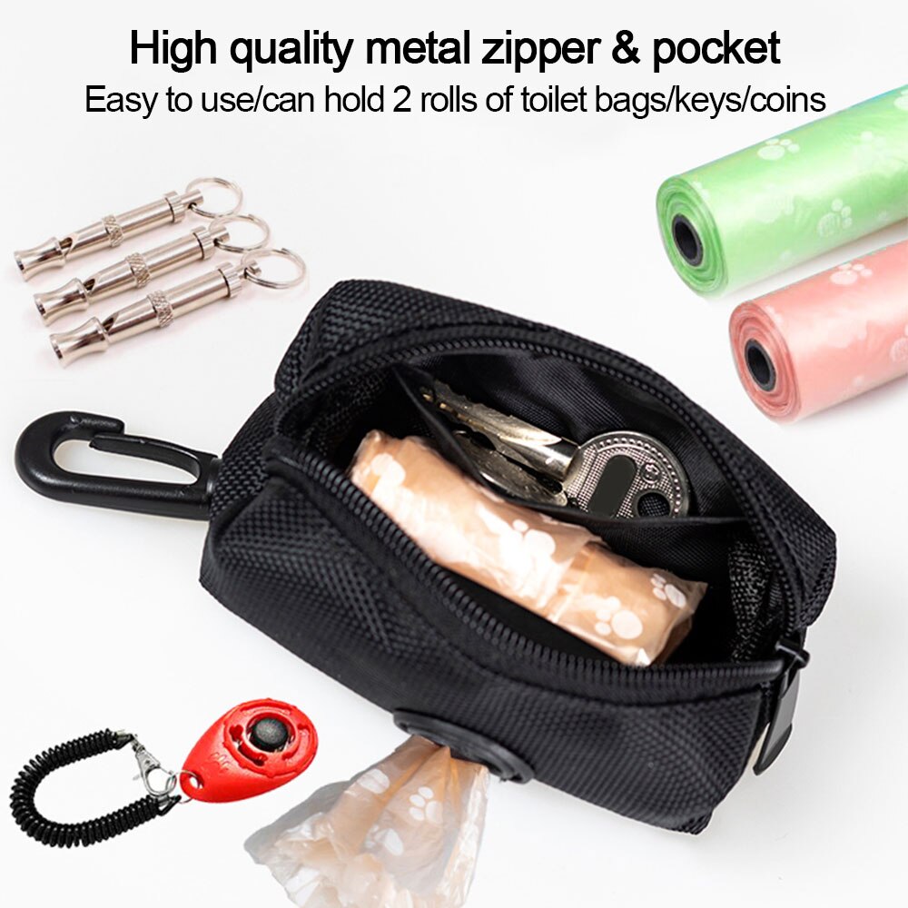 Bolsas de basura con cremallera para recoger excrementos de perro y mascota, bolso para ganchillo, dispensador portátil, suministros para mascotas