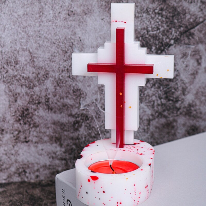 Krzyż świecznik ozdoby żywica epoksydowa formy religia świecznik dekoracje silikonowe formy DIY rzemiosło odlewania narzędzia