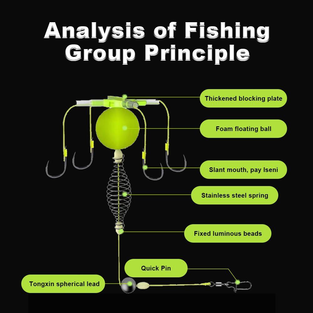 String Hook Fishing Bait Cage Four Hook Carbon Steel Line Group Feeder Sinker Float Fishing Spring Bait Cage Accessories