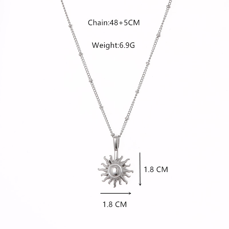 Newest 316L Stainless steel SUN Pendant Necklace Popsocket Vintage Bead Ball Sun Flower Necklace for Woman Beach Girl Best