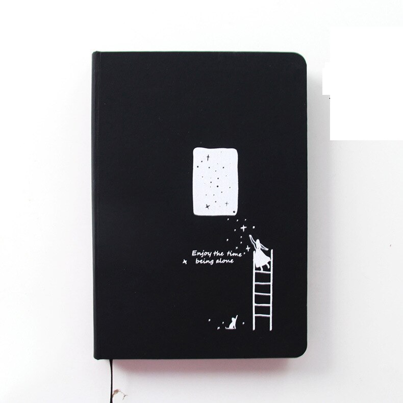 Black Star Notebook Hardcover Diary DIY Blank Black Paper Sketch Book 96sheets Notepad School Office Supply Papelaria: C