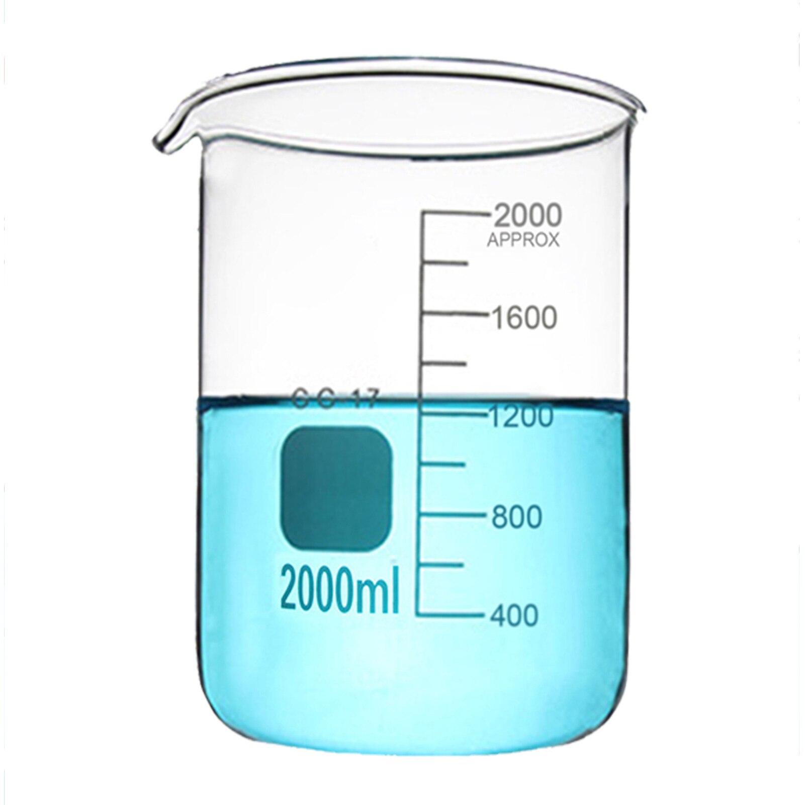 CAPACITY 50ml-3000ml low form glass beaker thickened Transparent Heat Resistant Glass Beaker Scale Thicken Measuring Cup for Lab: 2000ml