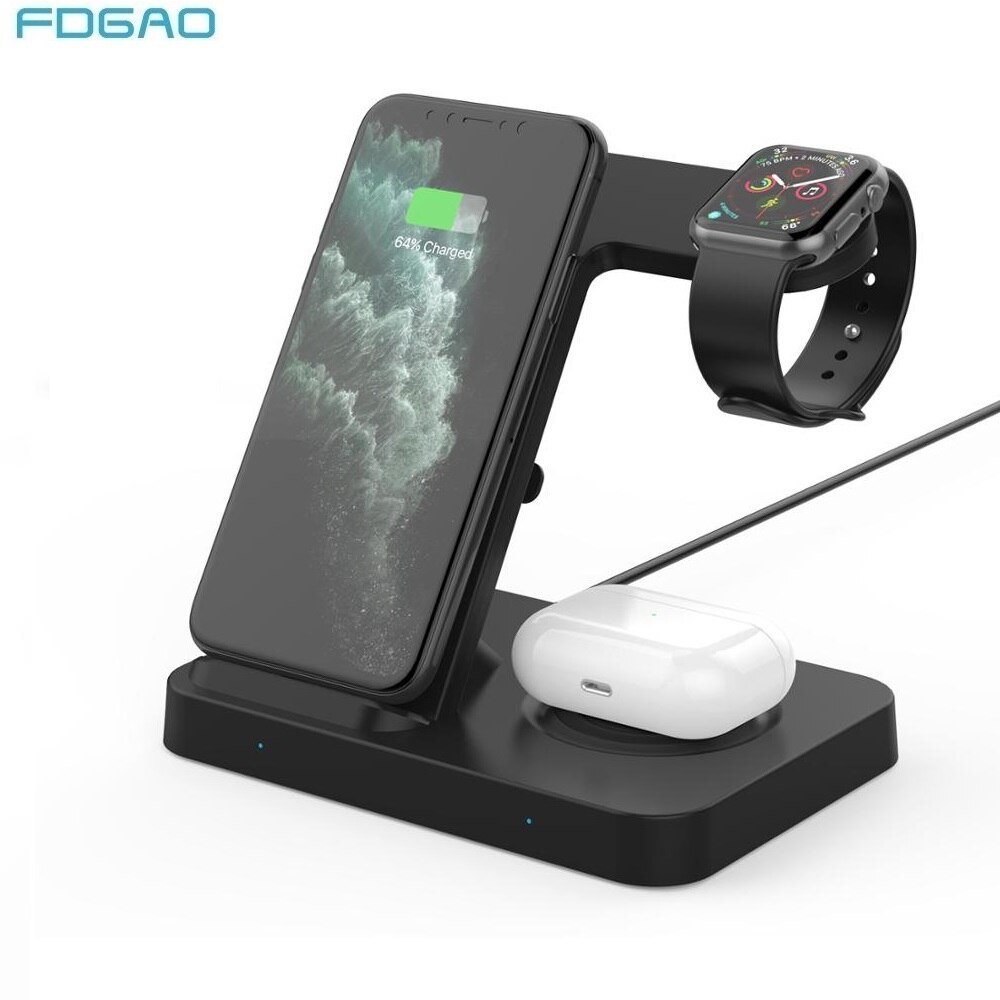 3-in-1 Wireless Charger 15W - for Samsung S10 S20 iPhone 11 X XS XR 8 Apple Watch Airpods Pro