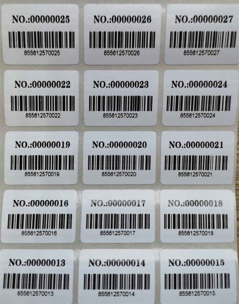 1000 stk etiketter 30 x 20mm løbende nummer fortløbende antal serienumre med stregkode lager klistermærker / selvklæbende papir klistermærke