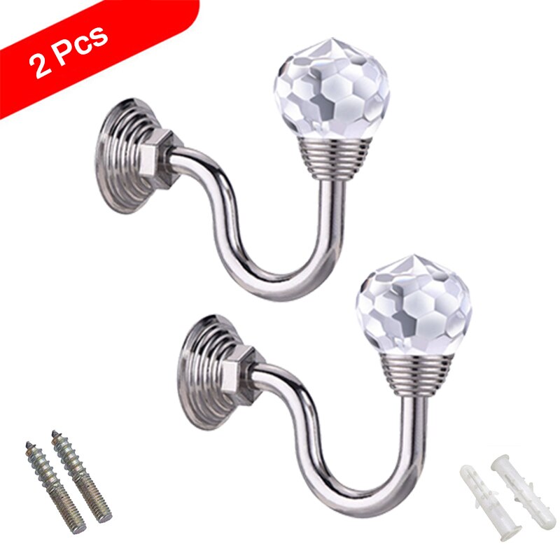 Solid Luxury Crystal Glass Curtain Holdback Wall Tie Back Hooks Hanger Holder Curtain Wall Hooks 2pcs: 1 2pcs