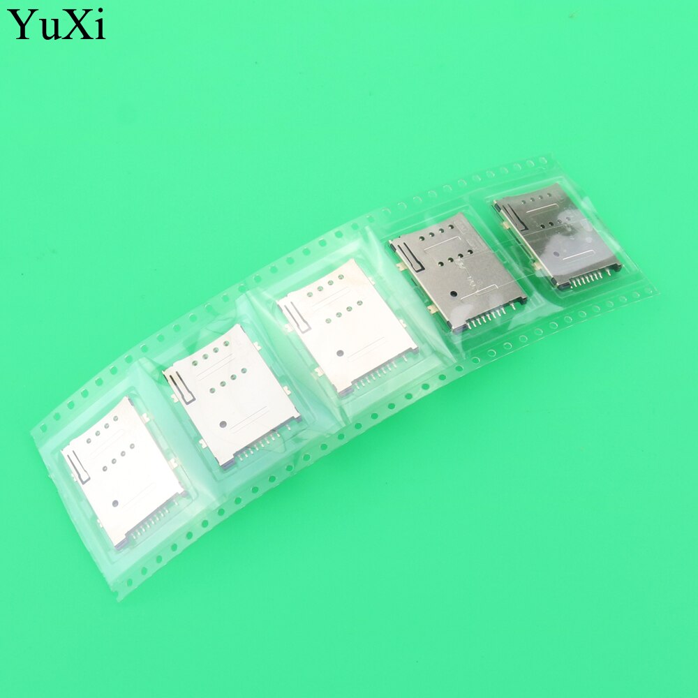 Yuxi 10 st simkort kontakt 9 stift självtryck typ för surfplatta sim hållare bricka sim kort socket 8+1p