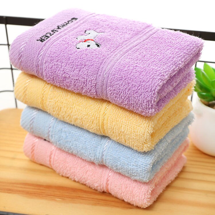 cotton children face cleaning towel 25*50cm embroidery cartoon dog towel Super absorbent kindergarten towel Baby bath towel