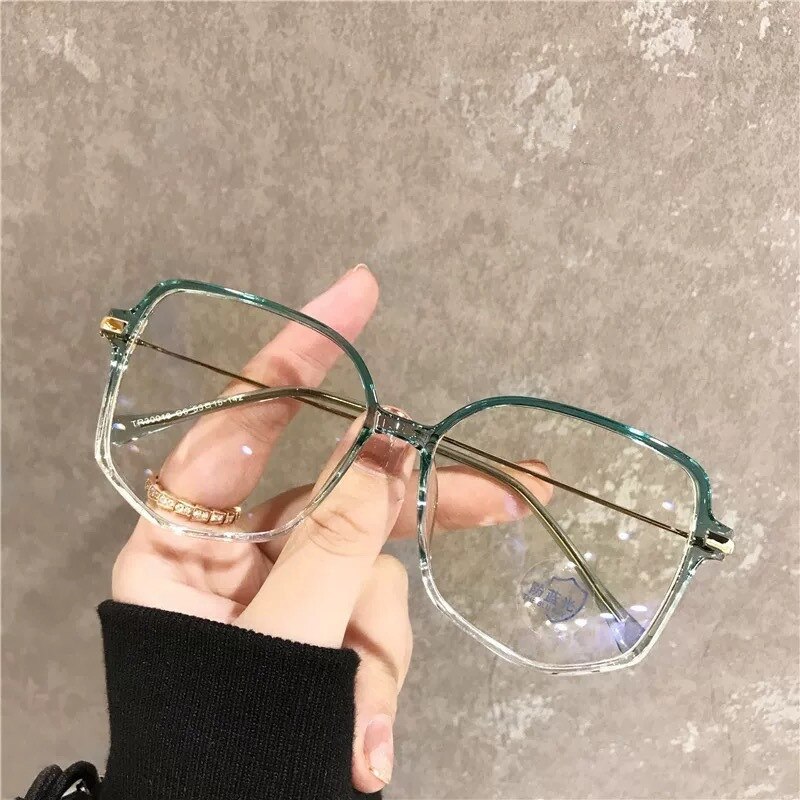 Anti Blue Light Anti Blocking Filter Glasses Women Mens Computer Goggles Retro Metal Transparent UV400 Eyewear: green