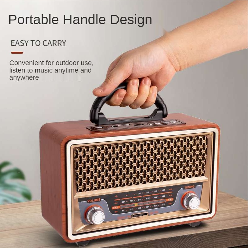 Retro portable wooden radio music player AM/FM/SW multifunctional high bluetooth speaker subwoofer card audio caixadesom