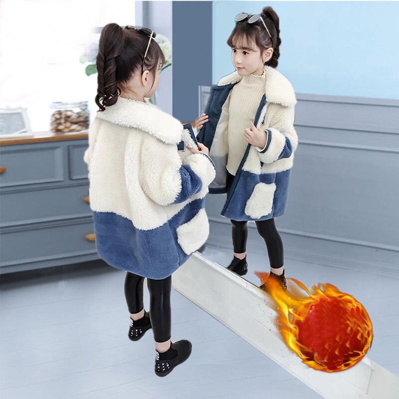 Meisjes herfst winter stiksel dikke en mooie warme wollen jas jas