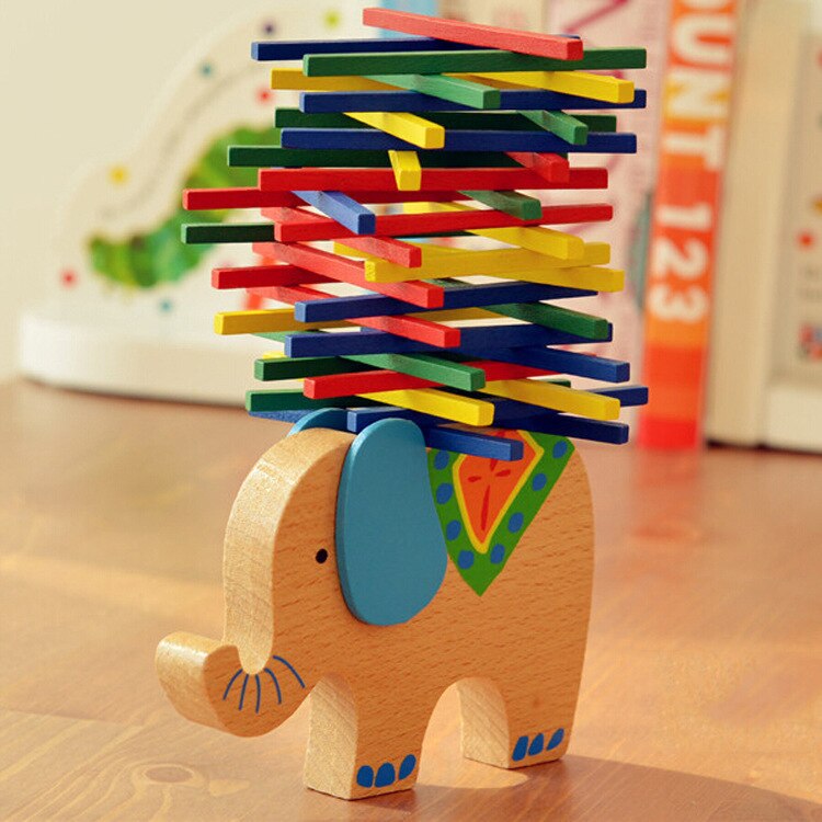 Mignon éléphant chameau balance puzzle jouets coloré en bois empilage jeu interaction Parent-enfant drôle jouets pour les enfants