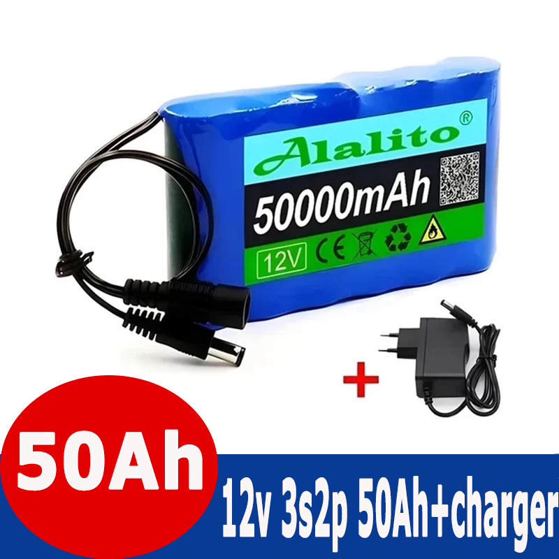 Draagbare Super 12V 50ah Oplaadbare Lithium Ion Batterij Capaciteit Dc 12.6V 30ah Cctv Cam Monitor Xenon Lamp + Oplader: Paars