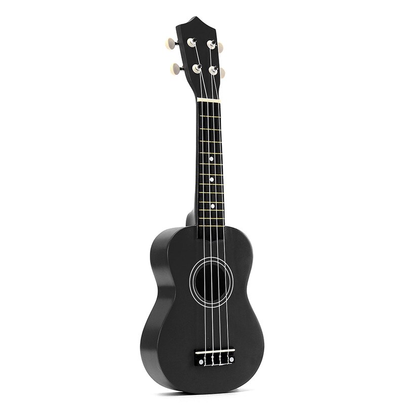 21 inch Soprano Ukulele 4 Strings Hawaiian Guitar Uke + String + Pick For Beginners kid (Black): Default Title