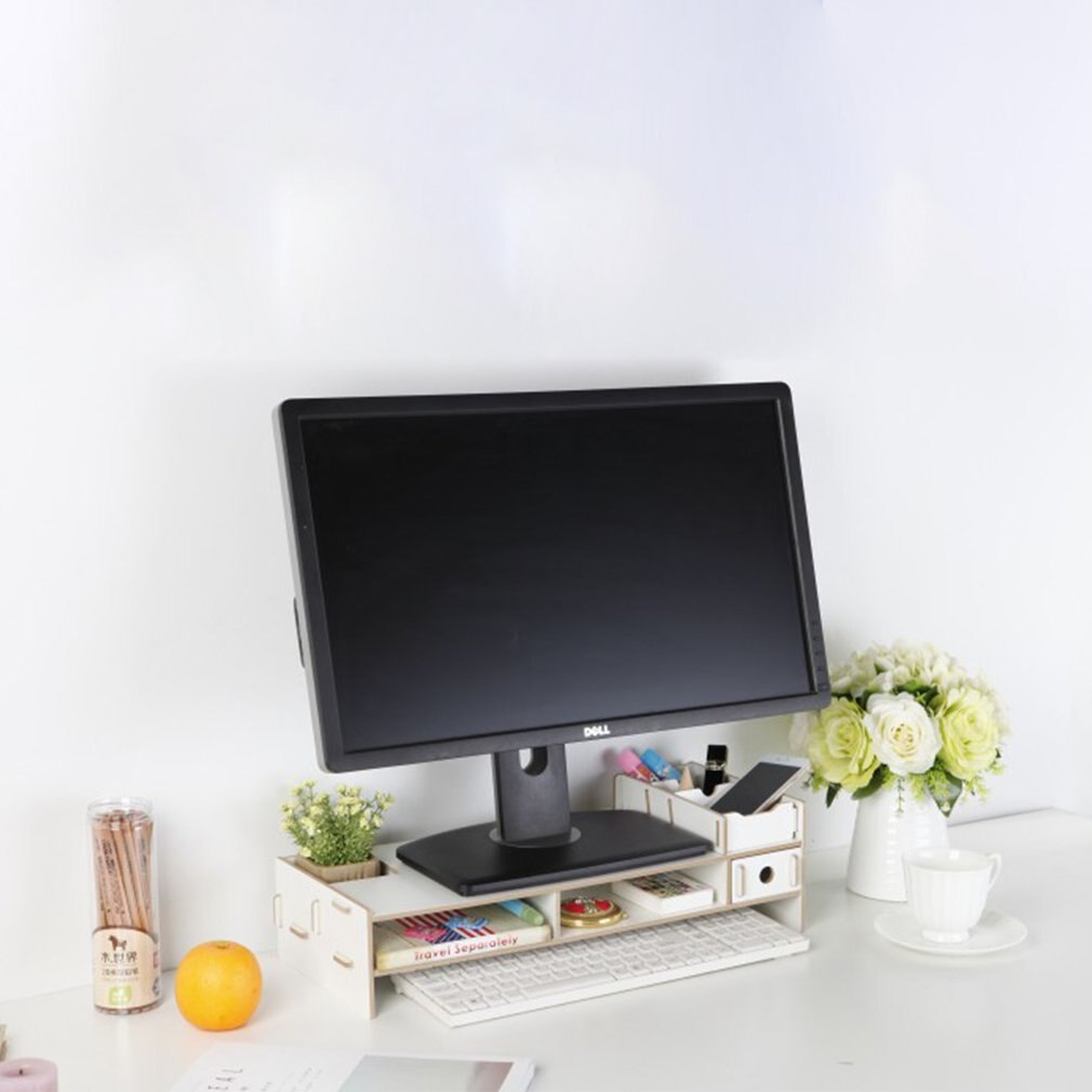 Computer Keyboard Desktop Storage Rack Stationery Drawer Pens Sundries Shelf Home Accessories