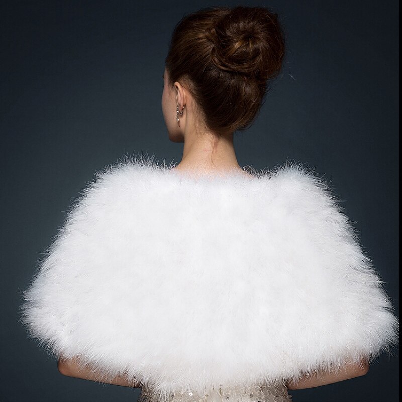 SHAMAI lujoso bolero blanco marfil avestruz plumas piel Boleros boda chaqueta de novia bolero abrigo nupcial chales