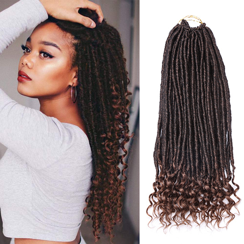 Lot Faux Locs Straight Crochet Hair Goddess Locs with Curly Ends 16 Inch Synthetic Prelooped Crochet Twist Hair Extensions