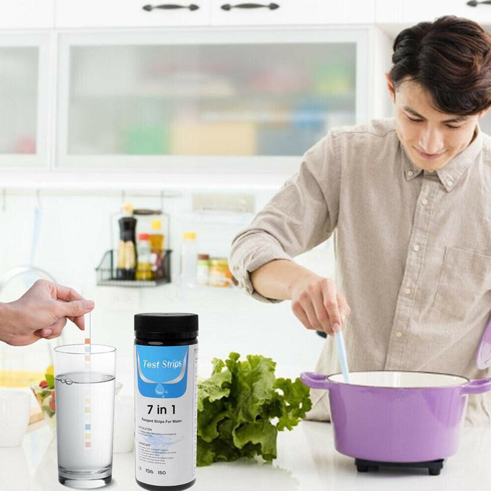 Multifunction 7 in 1 Aquarium Fish Tank Water Strips PH Nitrite Chlorine Total Alkali For Testing Residual Hardness Level P W5J0