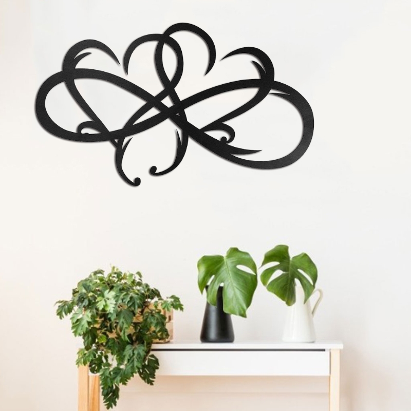 Metalen Infinity Double Heart Teken Liefde Muur Teken Metalen Muur Decor Voor Thuis Slaapkamer Woonkamer Outdoor Huishouden