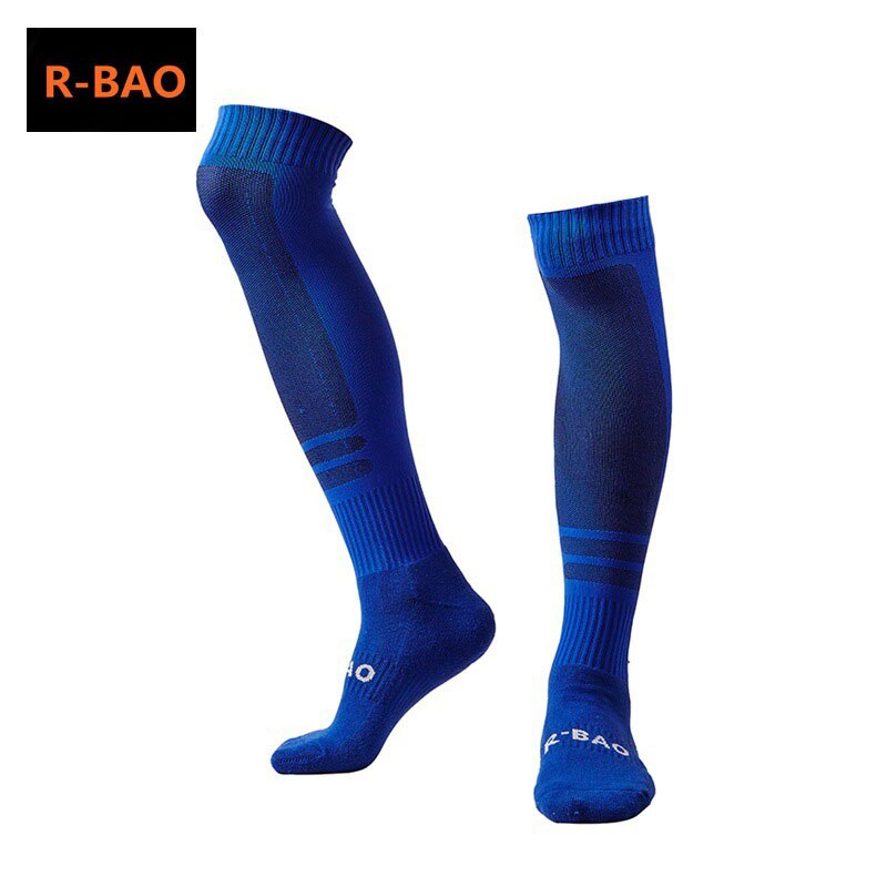 R-bao et par fodboldsokker fodboldsokker mænd sport spil træning chaussette fodbold calcetines meia futebol: Blå