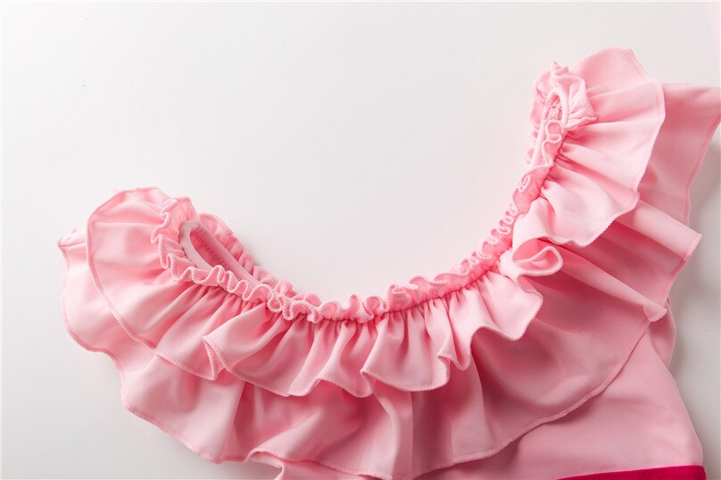 Yndige små piger badetøj sommer dobbelt lotusblade prinsesse badedragt småbørn baby strand tøj 2-6 år