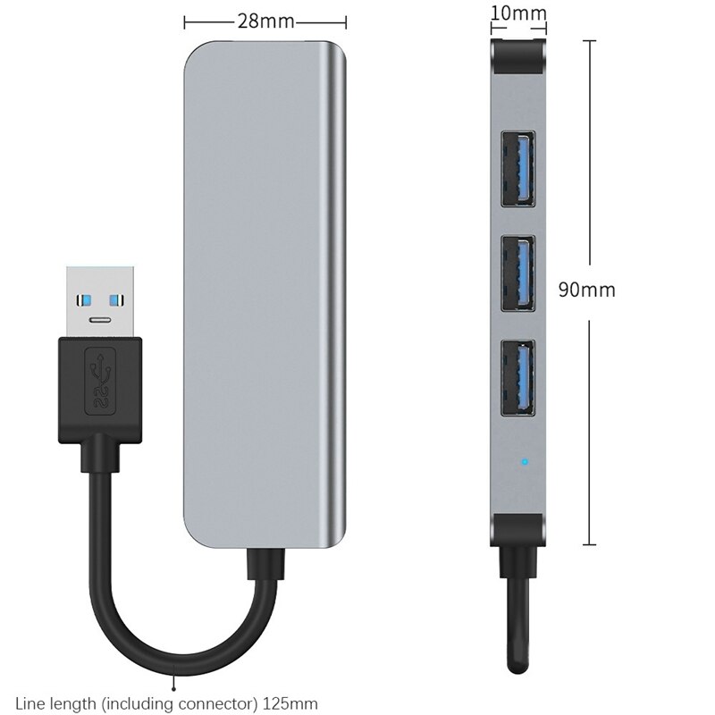 Cuatro en un Hub USB 3,0 Hub Multi adaptador/divisor USB de 4 puertos velocidad para puerto de carga Mini USB para Pc portátil Hub