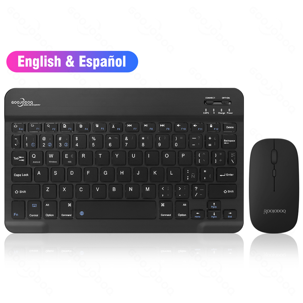 Bluetooth Keyboard For iPad Pro11 Mini Bluetooth Teclado Wireless Keyboard and Mouse For Samsung Xiaomi Touchpad iPad Keyboards: Black Spanish