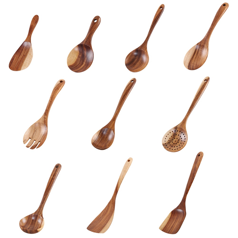 Non-stick Servies Bestek Set Houten Kookgerei Vork Lepel Mes Set Keukengerei Met Lange Handvat Spatel Platte Schop 1 PC