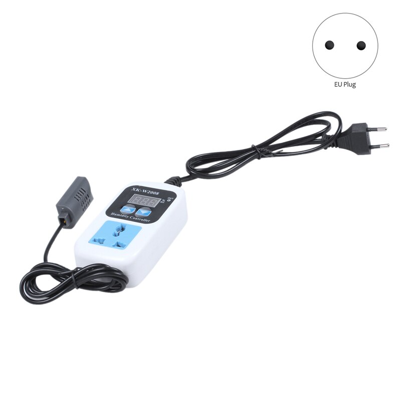 XK-W2008 0%-99%RH Digital Humidity Controller Hygrostat Humidity Moisture Control Switch Socket Outlet Inlet EU Plug Hygrometert