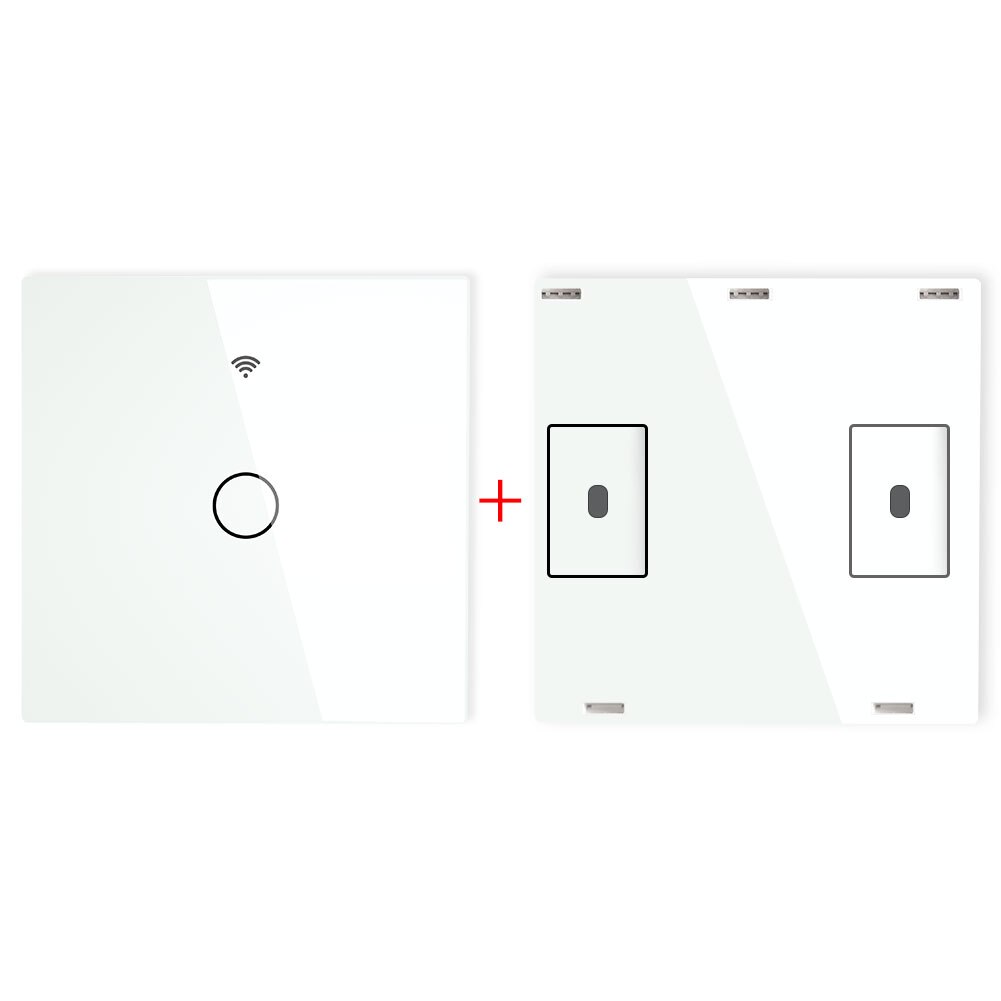 RF433 MHz Wireless Wall Glass Panel Transmitter Switch Remote Controller Work with WiFi Smart Control Sticky Switch Receiver: 1 Gang White