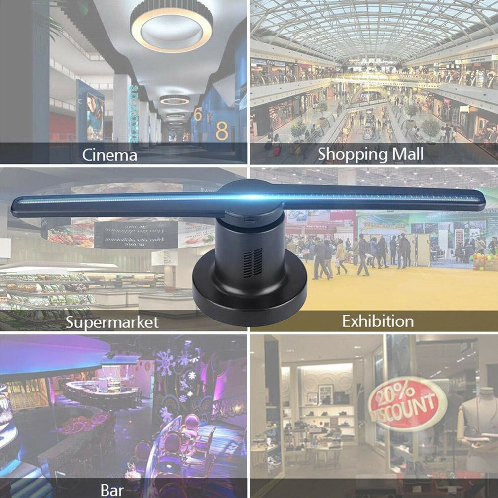 3D Fan Hologram Projector 224 Lamp Kralen Blote Oog 3D Led Wifi Holografische Projector Beelden Video Advertising Speler 16G geheugen