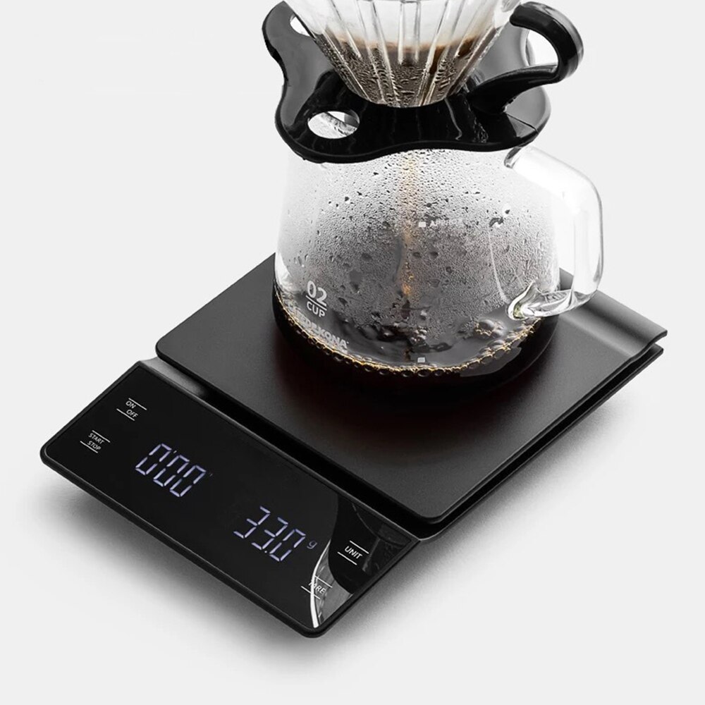 3kg/0.1g smarte dryppkaffevekter med tidtaker bærbar elektronisk digital kjøkkenvekt med høy presisjon lcd kaffekannevekt