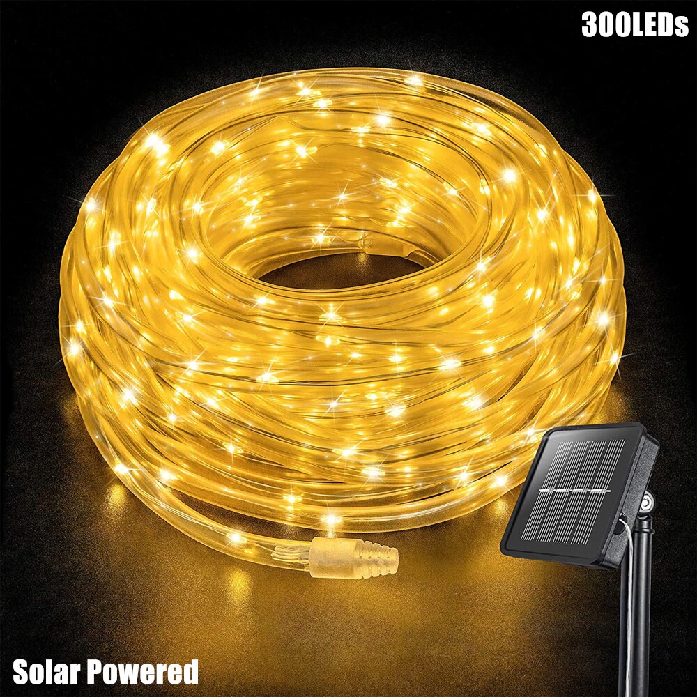 300LEDs Outdoor Seil Solar LED Lichterkette PVC Rohr Fee String Lichter für Pool Balkon Baum Garten Hof Zaun deck Party