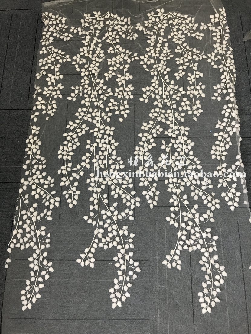 150cm biały 3D ślubna suknia ślubna aplikacja DIY stroik ślubny szalik welon haftowane koronki łatka materiałowa kurtyna darmowa wysyłka