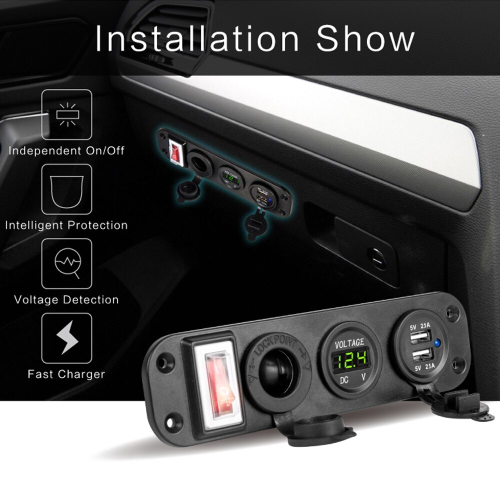 Tuimelschakelaar auto usb-aansluiting snellader adapter auto sigarettenaansteker 4.2a usb paneelmontage aansluiting auto voltmeter usb opladen