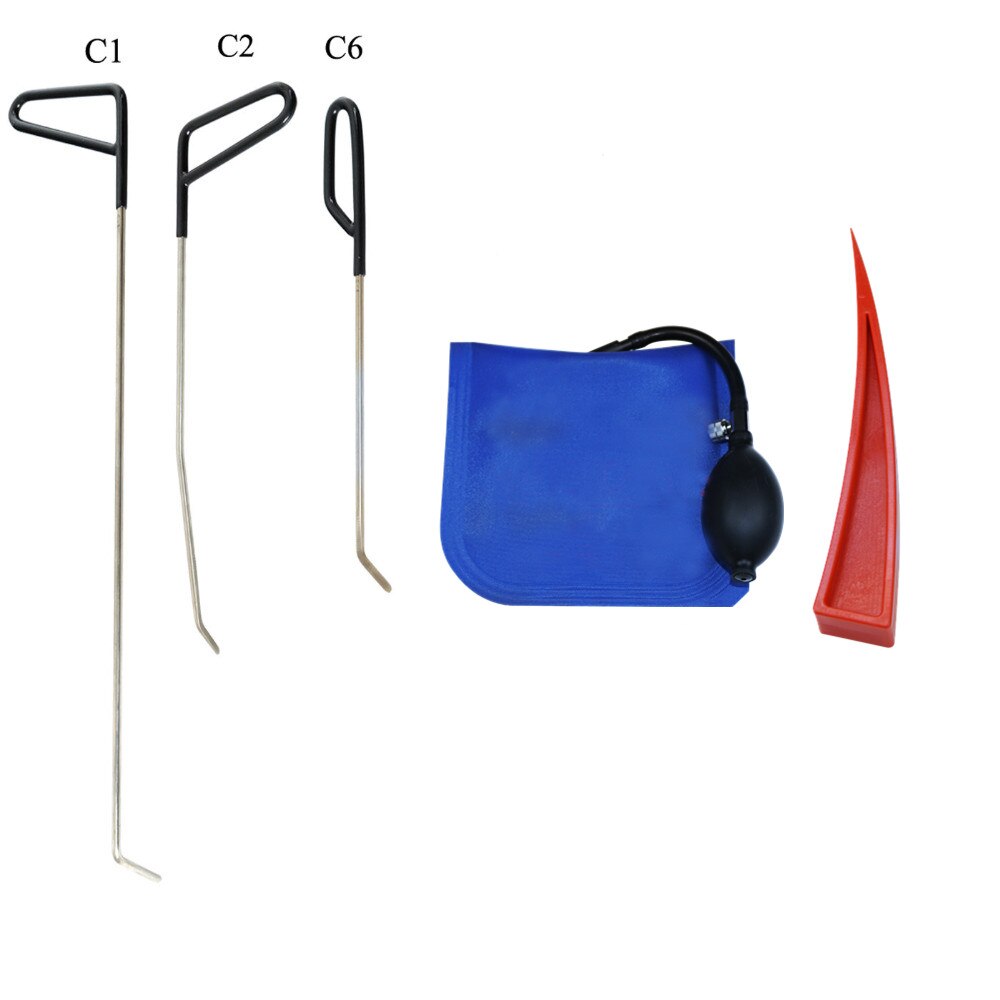 Herramientas PDR, varillas, herramientas de gancho, reparación de abolladuras de coche sin pintura, juego de herramientas, martillo de granizo, removedor de abolladuras PDR: Rojo, tono plata