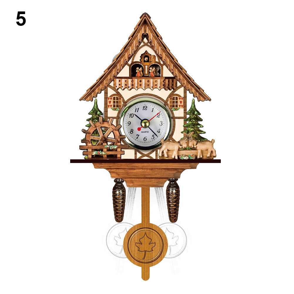 Houten koekoeksklok met vogeltijd, klok, wekker, horloge, kunstdecoratie voor thuis ,  ja55: 5