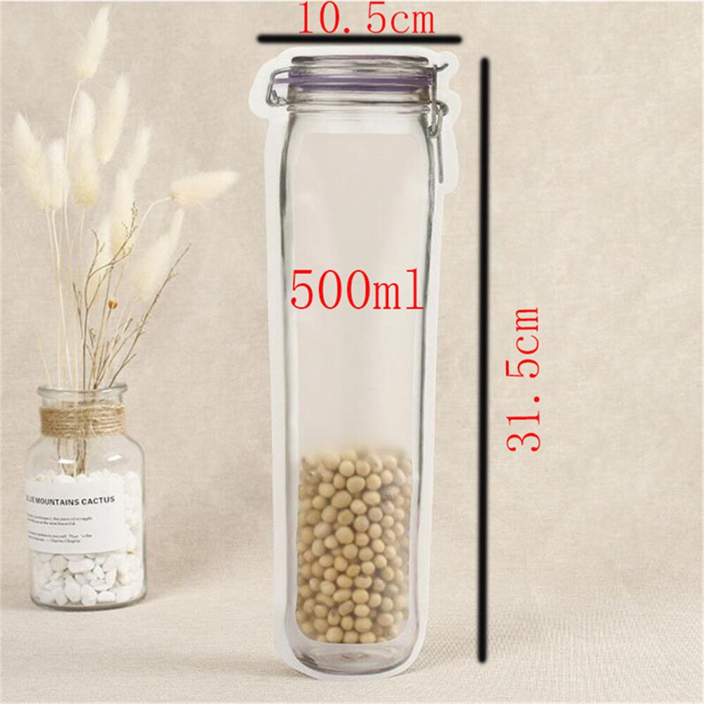 Reusable Mason Jar Bottles Bags Nuts Candy Cookies Bag Waterproof Seal Fresh Food Storage Bag Snacks Sandwich Zip Lock Bags: rectangle
