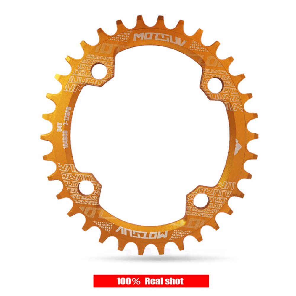 Motosuv redondo estrecho ancho motoring MTB bicicleta de montaña bicicleta 104BCD 32T 34T 36T 38T plato de dientes partes 104 BCD: Gold Oval / 32t