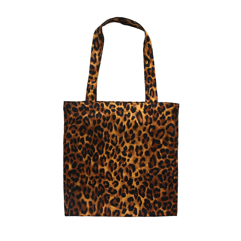 Cotton Shoulder Bag - Leopard Print - Zipper Pocket - Casual Tote - Women's Fashion: Watermelon Red