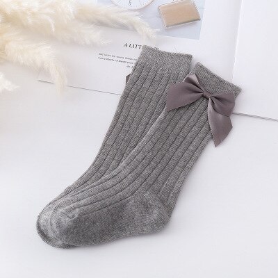 Baby Meisjes Grote Boog Sokken Leuke Candy Kleur Antislip Floor Sokken Verticale Strepen Katoenen Baby Mid Tube Sokken